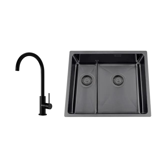 Diskho Nordic Tech Titan 53 KHX Nickel med Köksblandare Steel Equip Shadow