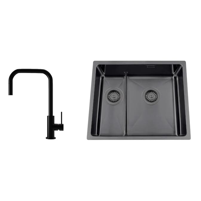 Diskho Nordic Tech Titan 53 KHX Nickel med Köksblandare Steel Accent Square Shadow