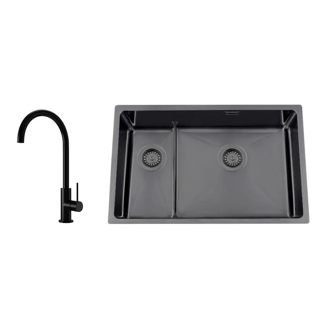 Diskho Nordic Tech Titan 73 KHX Nickel med Köksblandare Steel Equip Shadow