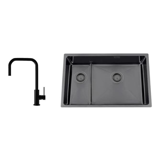 Diskho Nordic Tech Titan 73 KHX Nickel med Köksblandare Steel Accent Square Shadow