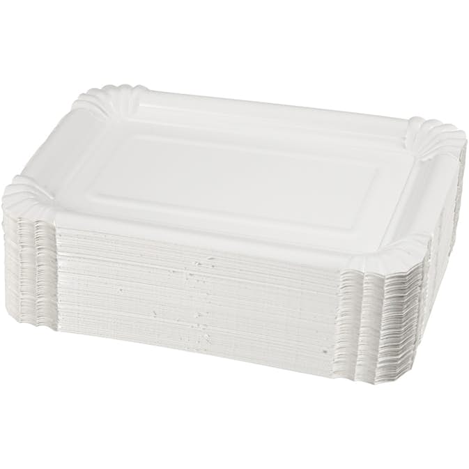 Papptallrikar Creativ Company Fyrkantiga Vit Stl 20x13 cm 250 St/1 Förp