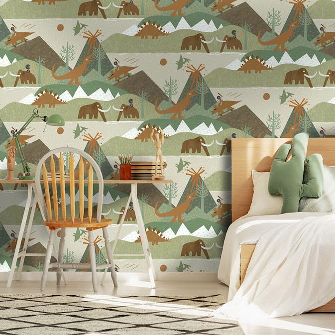 Tapet Holden Dream Catcher Prehistoric Green Orange 13260