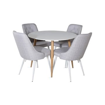 Matgrupp Basic Home Pelle Runt Matbord 100 cm med 4 Valera Matstol