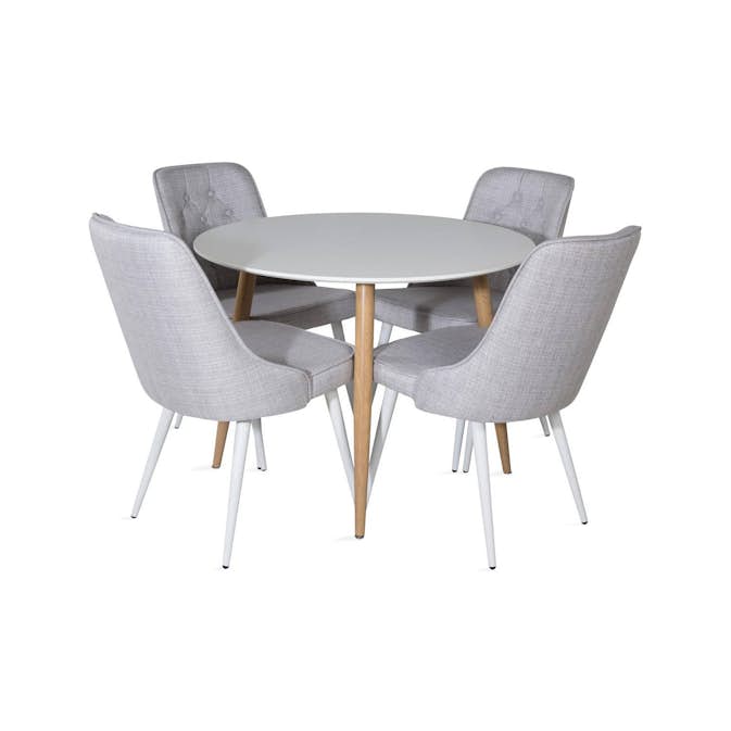 Matgrupp Basic Home Pelle Runt Matbord 100 cm med 4 Valera Matstol