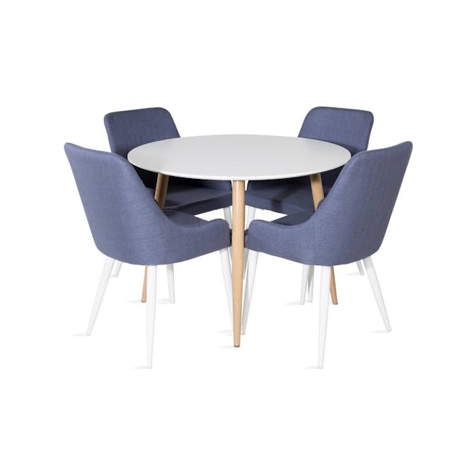 Matgrupp Basic Home Pelle Runt Matbord 100 cm med 4 Ridones Matstol