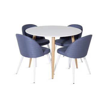 Matgrupp Basic Home Pelle Runt Matbord 100 cm med 4 Sedavi Matstol