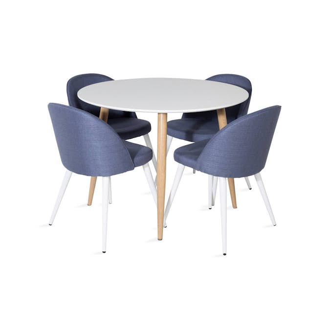 Matgrupp Basic Home Pelle Runt Matbord 100 cm med 4 Sedavi Matstol