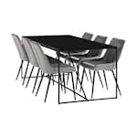 Matgrupp Basic Home Indy Rektangulärt Matbord 180 cm med 6 Hennebyn Matstol