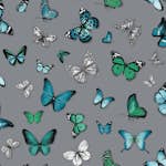 Tapet ESTAhome Fjärilar Silver/Turkos