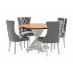 Matgrupp Bloomington Lyon Runt Matbord 120 cm Vit Bas med 4 Bergviken Matstol