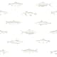 Tapet ESTAhome Tecknad Fisk Vit/Silver