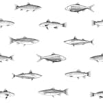 Tapet ESTAhome Tecknad Fisk Vit/Svart
