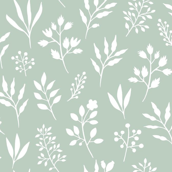 Tapet ESTAhome Blommönster i Skandinavisk Stil Mintgrön/Vit