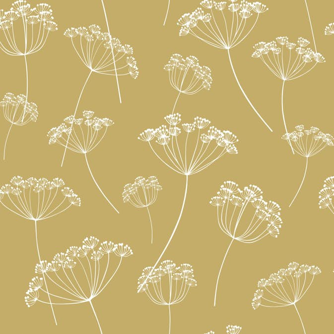 Tapet ESTAhome Blomflock Ockra/Vit