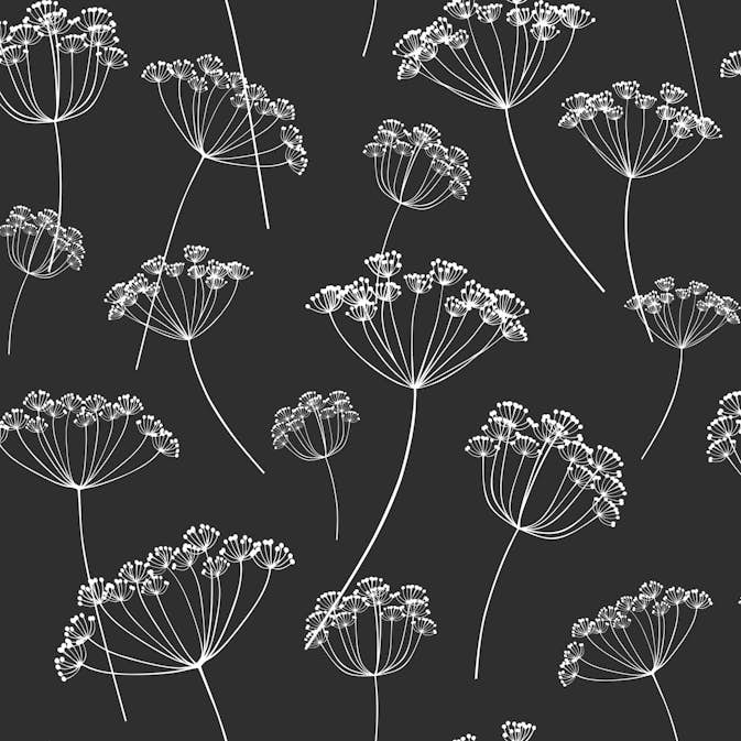 Tapet ESTAhome Blomflock Svart/Vit