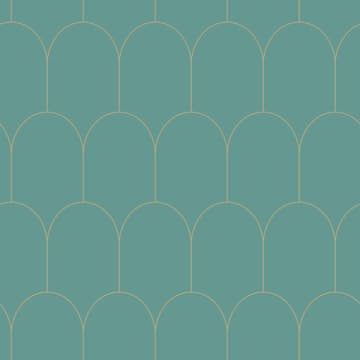 Tapet ESTAhome Art Deco Havsgrön/Guld