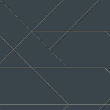 Tapet ESTAhome Grafiska Linjer Mörkblå/Guld