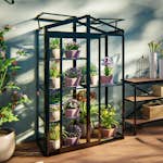 Växthus Metalcraft Svart Rektangulär Odlingsvitrin mot Vägg med Säkerhetsglas, 111x61x170 cm