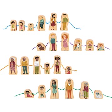 Lekfigurer ABA Skol Familjefigurer Trä 24 st