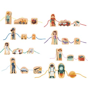 Lekfigurer ABA Skol Yrkesfigurer Trä 24 st