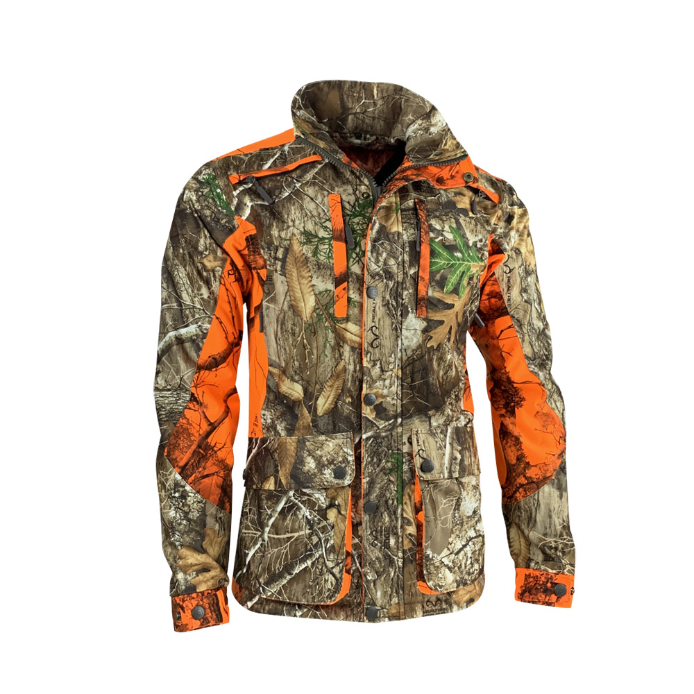 Veste De Chasse Camouflage Orange Blaze – Coupe-Vent, Imperméable, Respirante, Avec Capuche Amovible