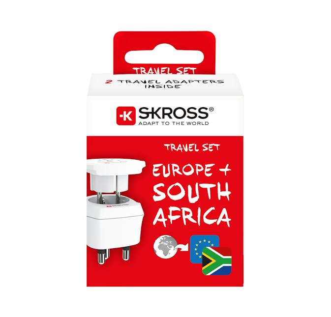 Reseadapter Skross Combo World till Sydafrika + Europa Jordad - Global Anslutning