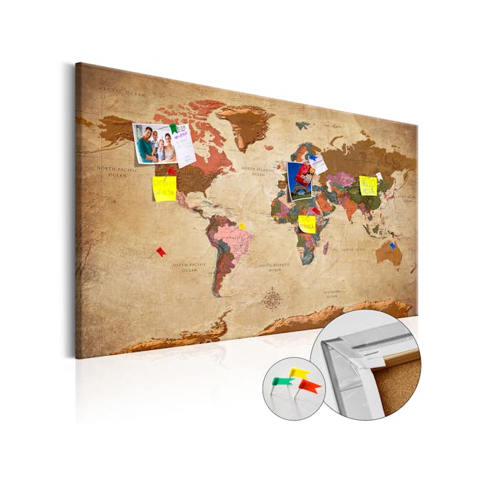 Anslagstavla Arkiio World Map Brown Elegance