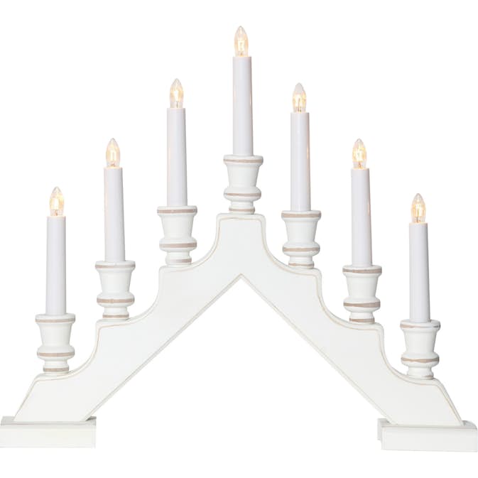 Adventsljusstake Star Trading Sara 154-38 7-Armad Vit Trä