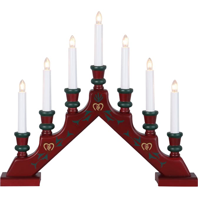 Adventsljusstake Star Trading Sara 154-55 7-Armad Röd Trä
