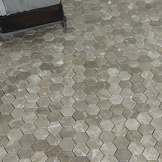 Mosaik Tenfors Marmor Heagon Bone 5x5 cm