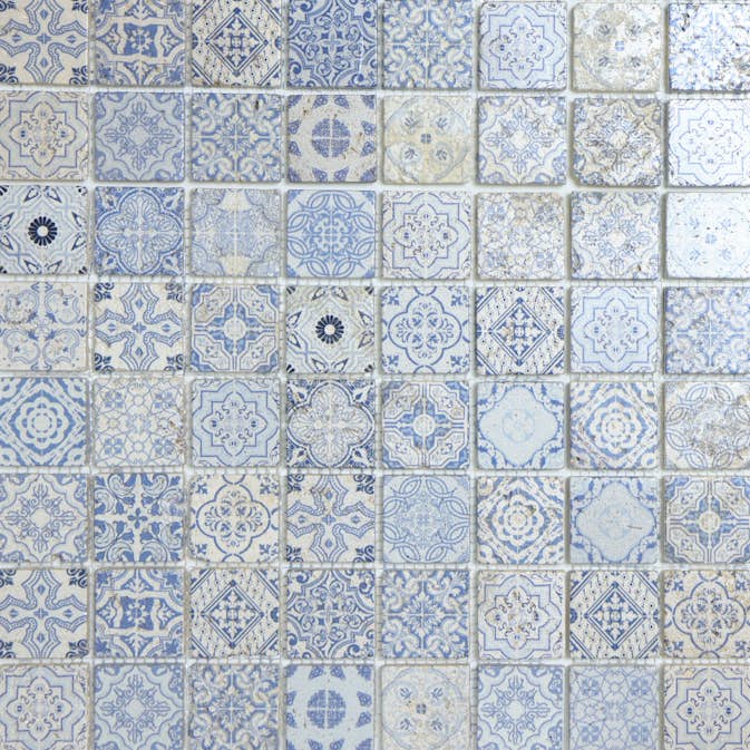 Mosaik Tenfors Quilt Blå cm