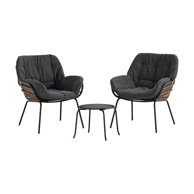 Caféset Comfort Garden Solaize Rund 40 cm med 2 Karmstolar och dynor