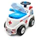 Sparkbil FALK Ambulance ride-on med förvaringsutrymme, ratt och tuta