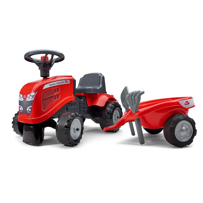 Sparkbil FALK Traktor m. trailer, kratta och skyffel Baby Massey Ferguson