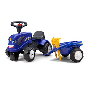 Sparkbil FALK Traktor med trailer, kratta och skyffel Baby New Holland
