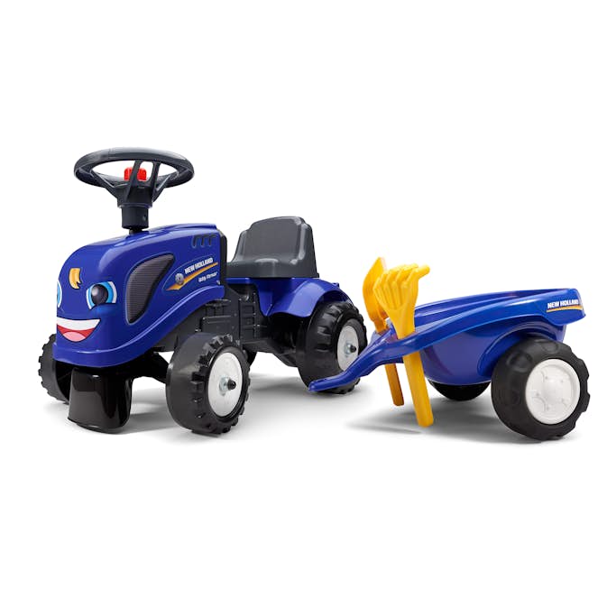 Sparkbil FALK Traktor med trailer, kratta och skyffel Baby New Holland