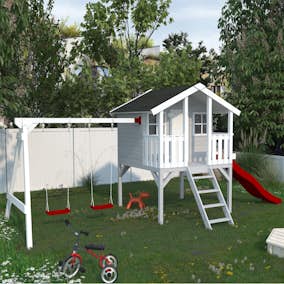 Lekstuga Palmako Toby 2,2 m² Upphöjd Stuga med Gungställning & Altan