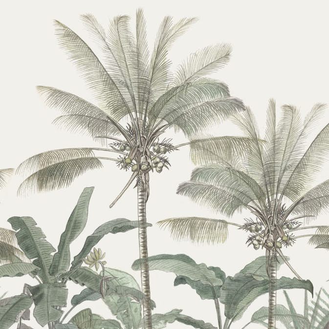 Fototapet ESTAhome Palmer Ljusbeige/Grå/Grön