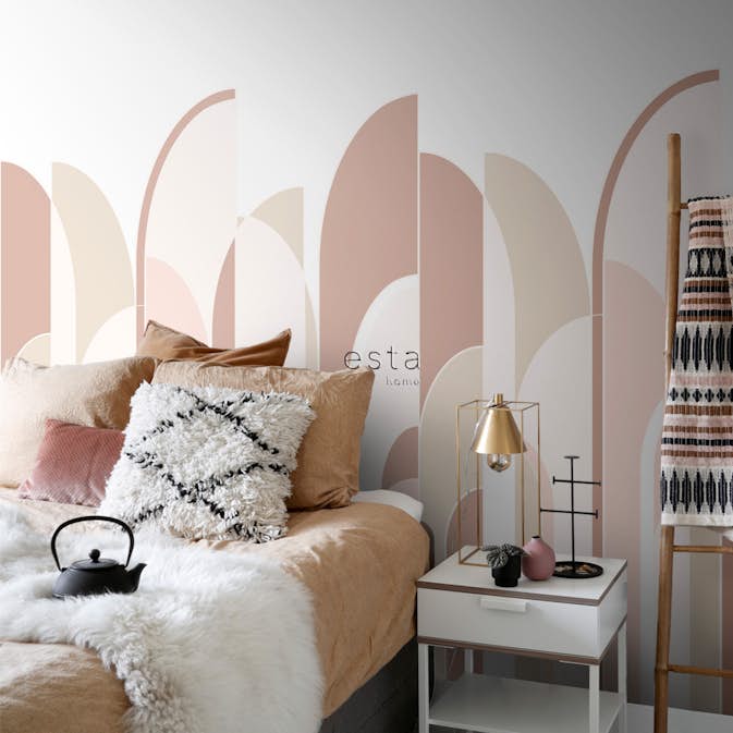 Fototapet ESTAhome Art Deco Terrakottaröd/Rosa