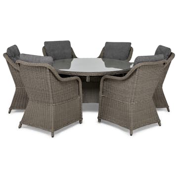 Matgrupp Comfort Garden Marcus Rund 140 med 6 Fåtöljer och Dynor