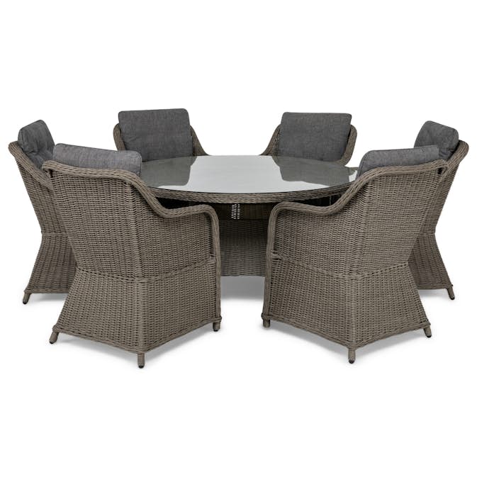 Matgrupp Comfort Garden Marcus Rund 140 med 6 Fåtöljer och Dynor