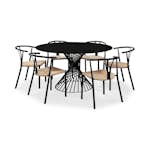 Matgrupp In Living Iggy Glas med 6 Elysia Matstolar