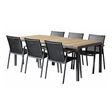 Trädgårdsgrupp Cinas Mood Extreme Teak med 6 Stolar