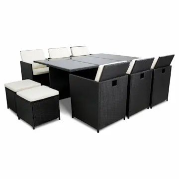 Matgrupp Lyfco Skärhamn Svart med 10 Stolar