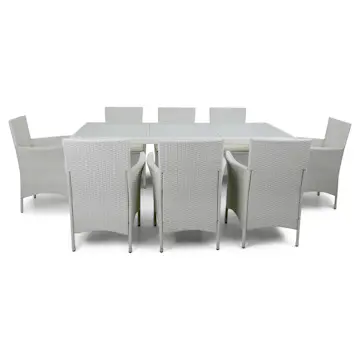 Matgrupp Lyfco Lysekil Vit med 8 stolar och Dynor