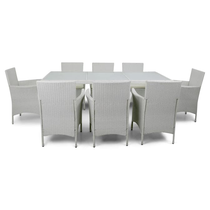 Matgrupp Lyfco Lysekil Vit med 8 stolar och Dynor