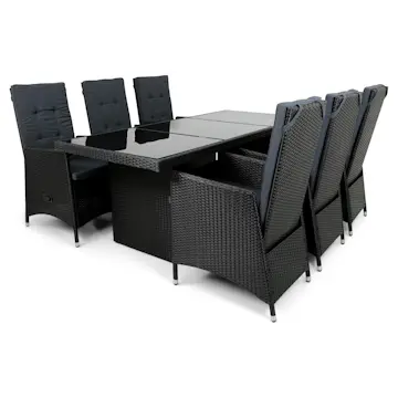 Matgrupp Lyfco Kämpinge med 6 Fällbara Fåtöljer