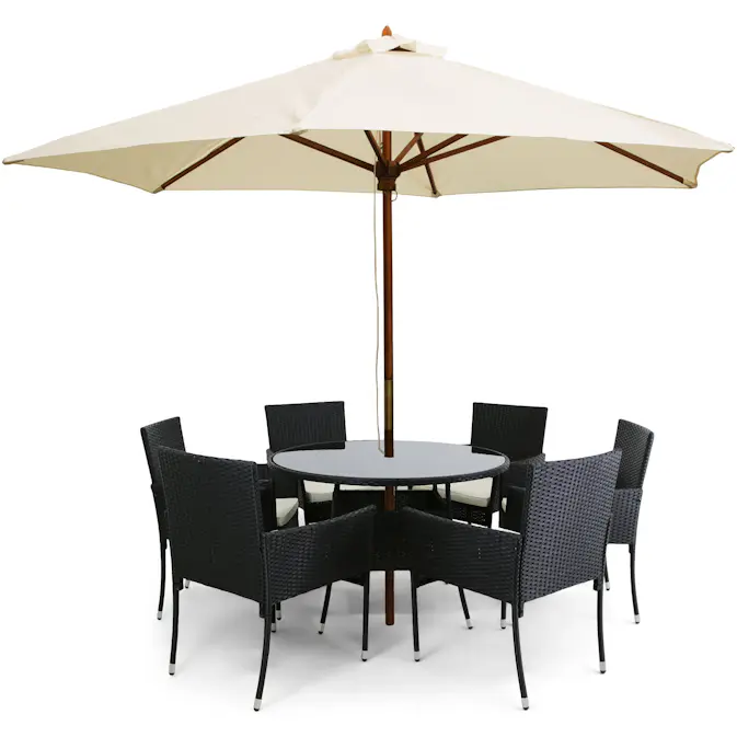 Matgrupp Lyfco Rossö med 6 Stolar och Parasoll