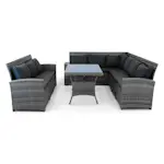 Loungegrupp Lyfco Sannäs Grå - Utemöbler Loungeset i Konstrotting med Inbyggd Dynförvaring