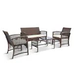 Loungegrupp Lyfco Dalsjö - Set med Utemöbler i Konstrotting med Glasbord